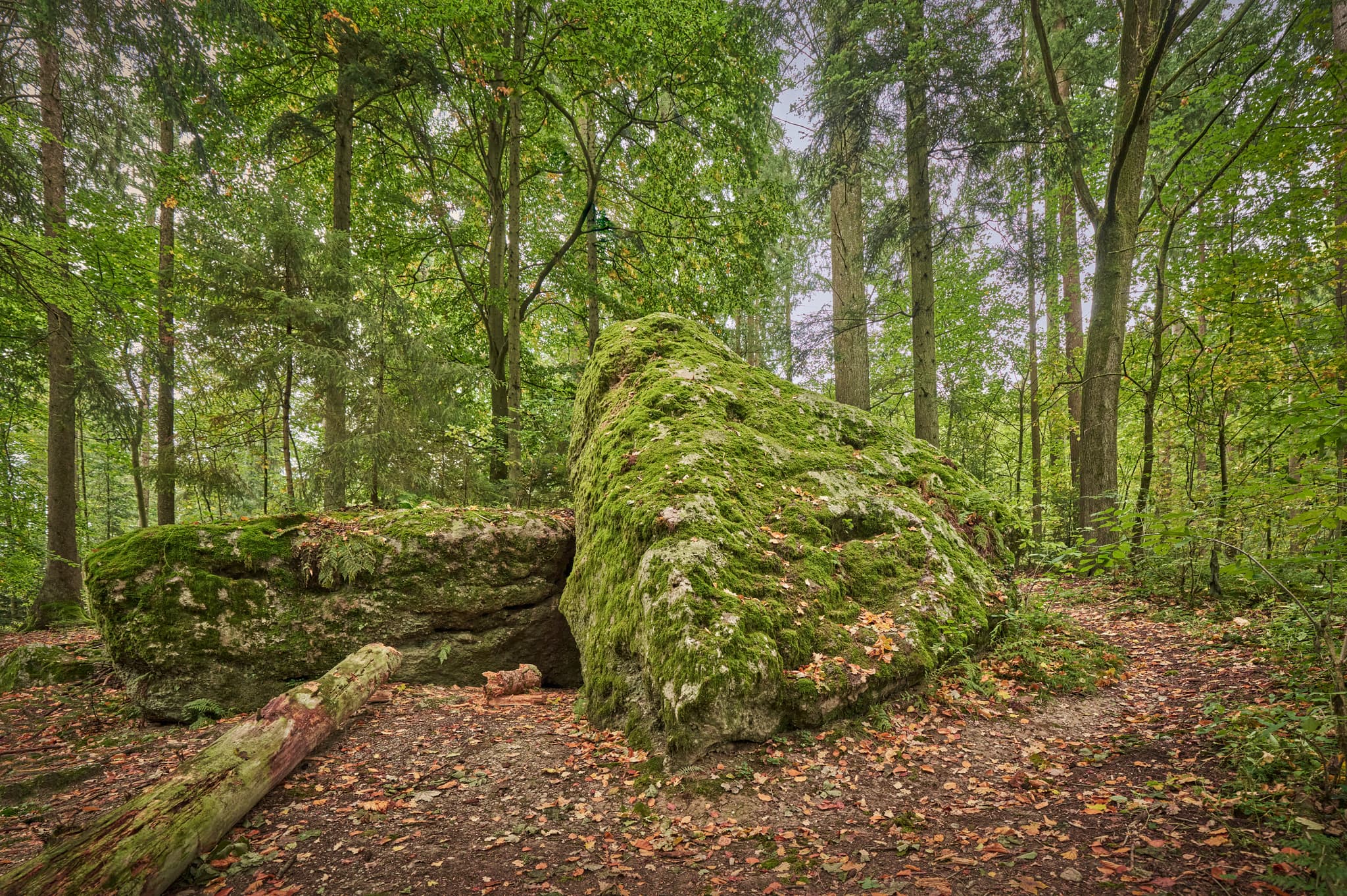 Felsmalereien am Teufelsfelsen in Bad Griesbach, Landkreis Passau, Niederbayern, Bayern, Deutschland. Das Bild zeigt Details der Felsstrukturen mit Farbreste.