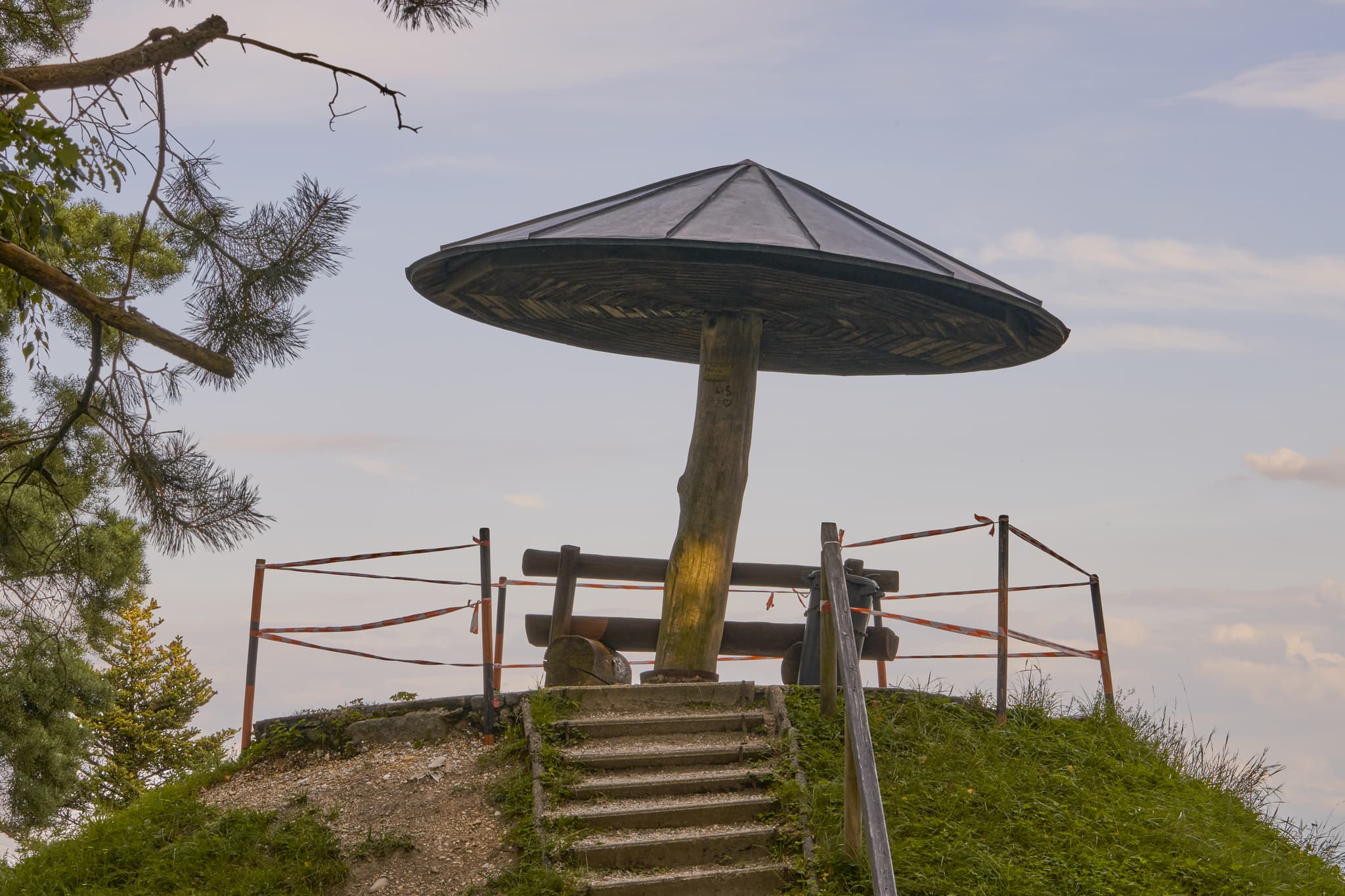 Aussicht vom Wetterpilz in Simbach am Inn, Landkreis Rottal-Inn, Niederbayern, Region Holzland/Bäderdreieck, Deutschland.