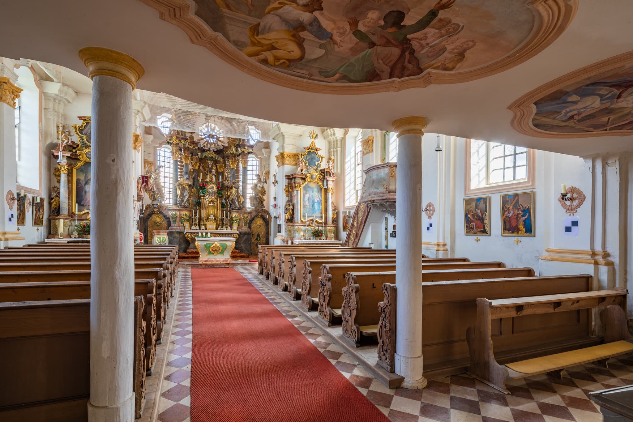 Wallfahrtskirche Maria Heimsuchung in Anzenberg, Innen, Gemeinde Massing, Landkreis Rottal-Inn, Niederbayern, Region Holzland, Deutschland.