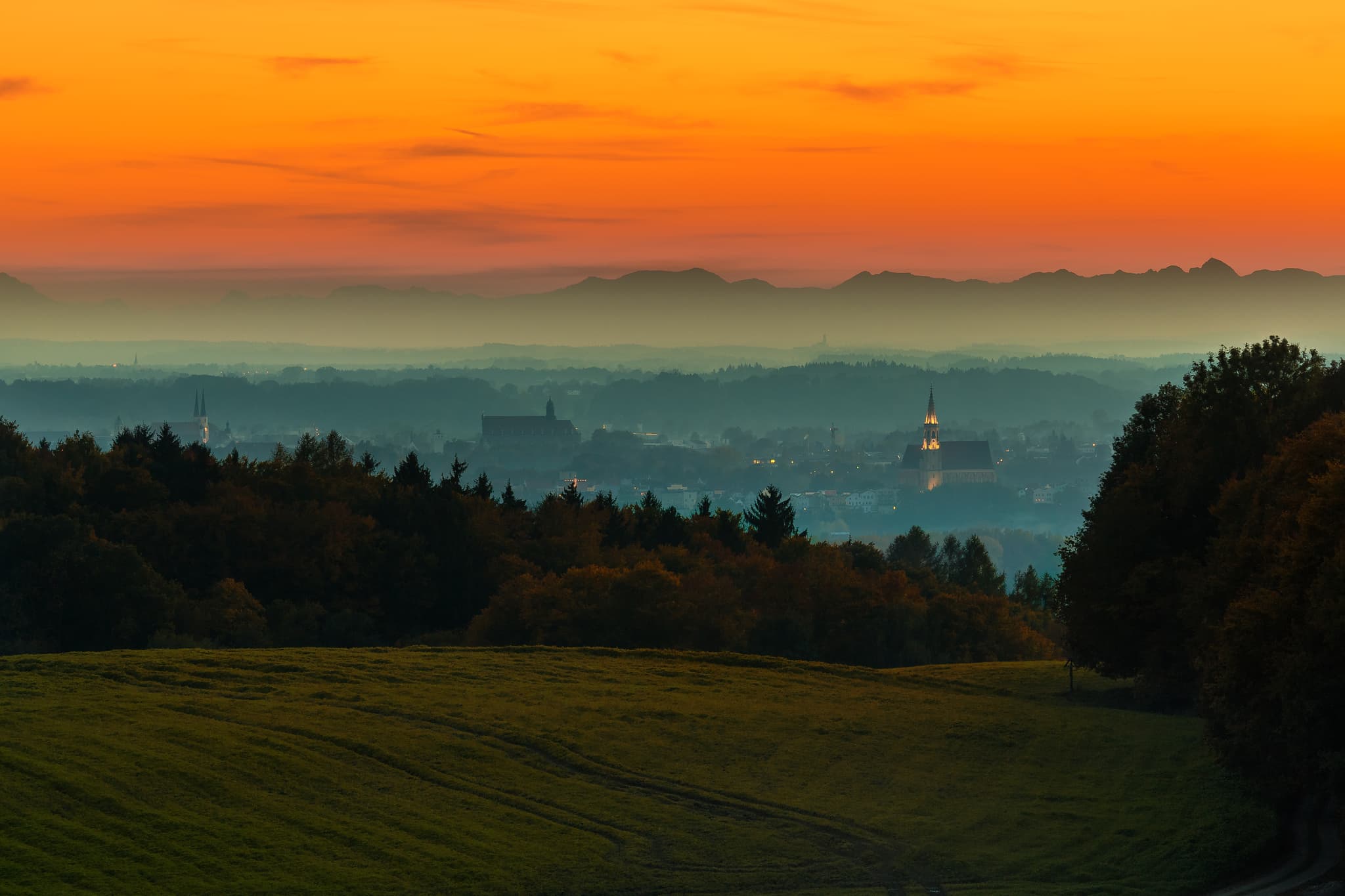 Alpenblick bei Reischach, Friesing Aussicht Landschaft