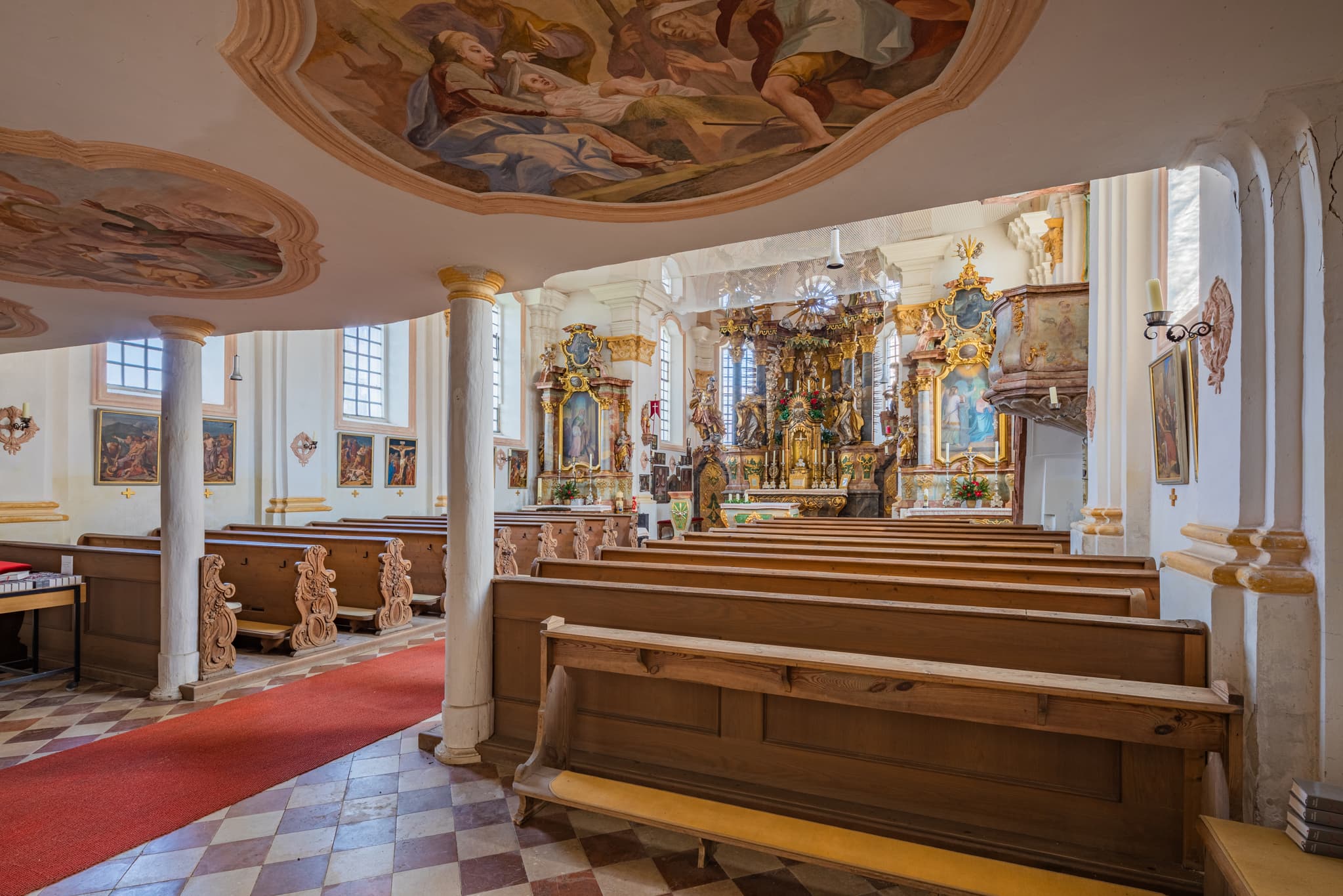 Wallfahrtskirche Maria Heimsuchung in Anzenberg, Innen, Gemeinde Massing, Landkreis Rottal-Inn, Niederbayern, Region Holzland, Deutschland.