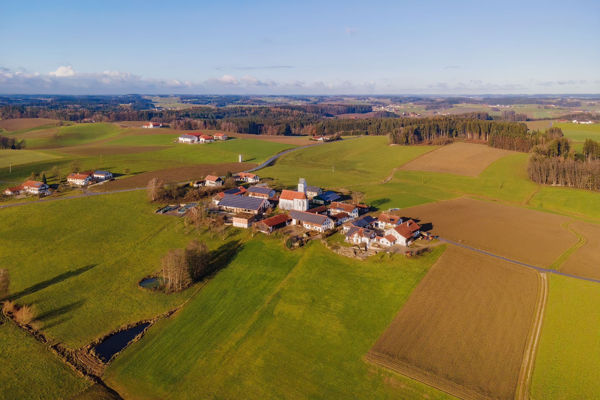Ortsansicht Ecking, Altötting, Oberbayern, Inn-Salzach
