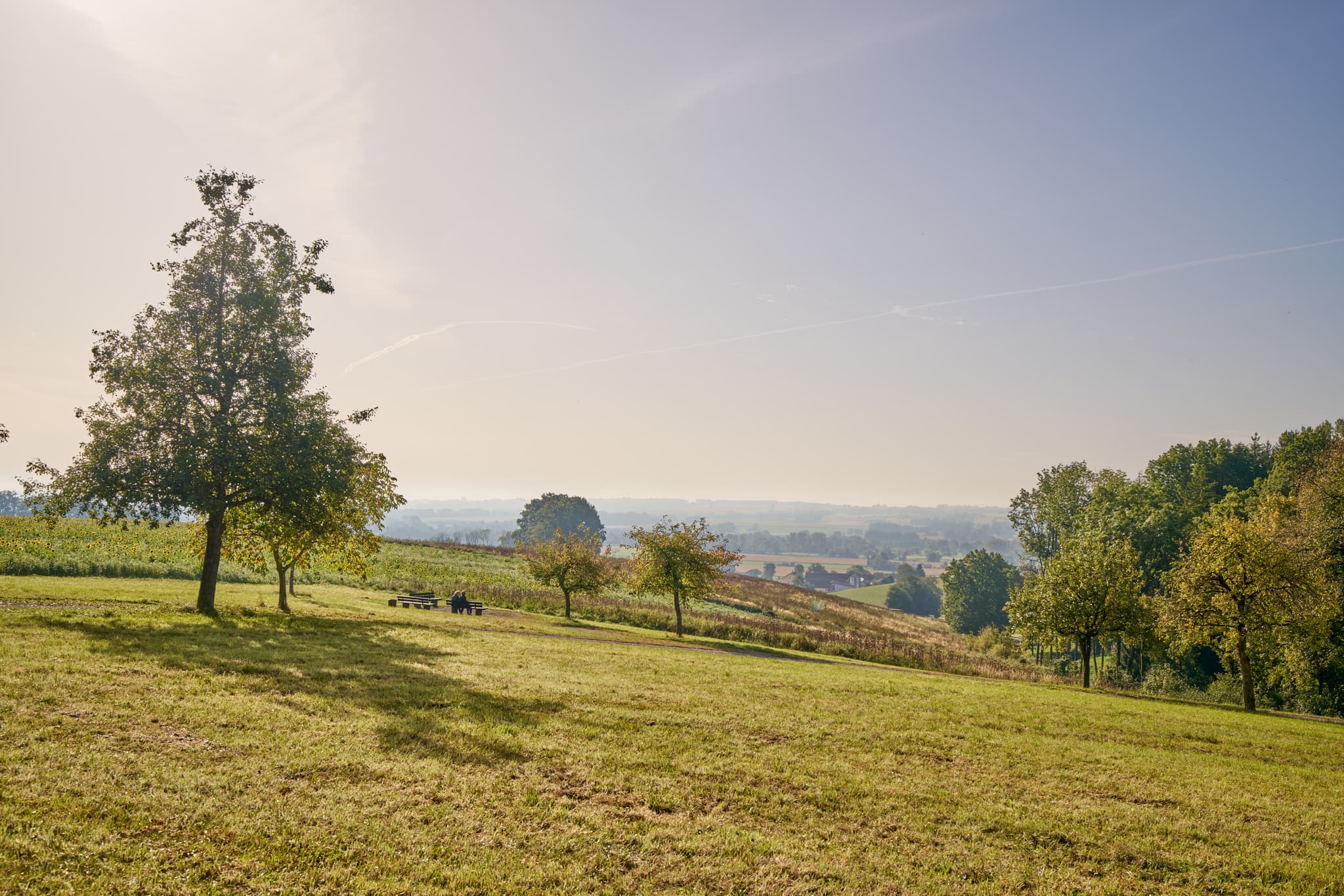 Kurpark in Bad Griesbach im Rottal, Landkreis Passau, Niederbayern, Deutschland. Ein herbstliches Bild der malerischen Thermenlandschaft mit leuchtenden Bäumen.