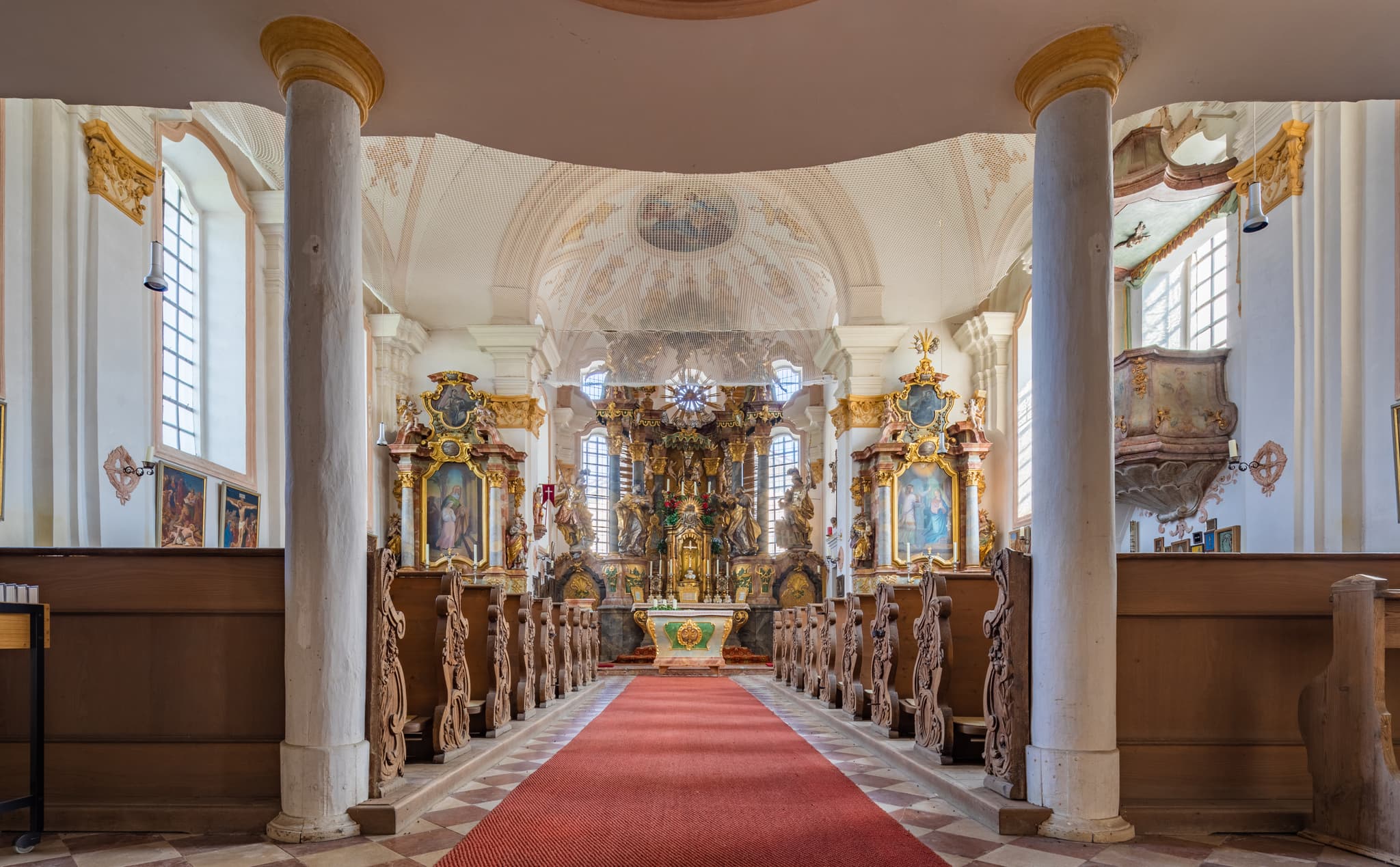 Wallfahrtskirche Maria Heimsuchung in Anzenberg, Innen, Gemeinde Massing, Landkreis Rottal-Inn, Niederbayern, Region Holzland, Deutschland.
