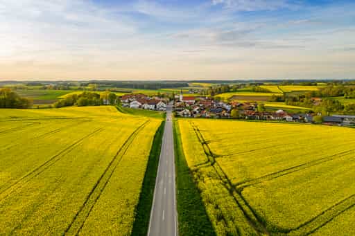 Rapsfelder Luftbild Arbing, Oberbayern, Inn-Salzach