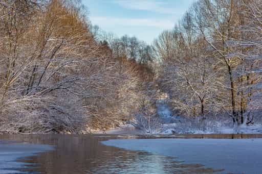 Isen im Winter Motiv, Winhöring, Altötting, Oberbayern