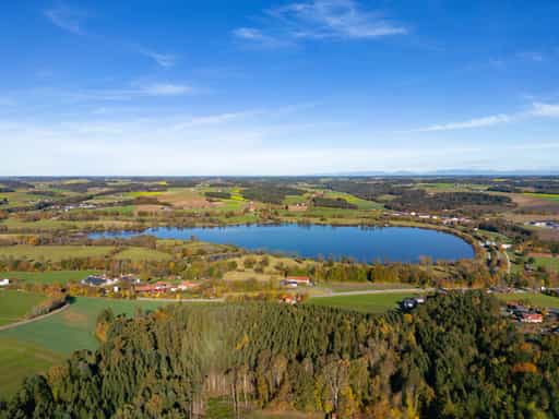 Stausee Luftbild Landschaft, Postmünster, Rottal-Inn