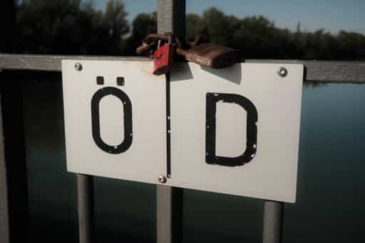 Blick auf die Grenzmarke bei Braunau auf der Innbrücke 