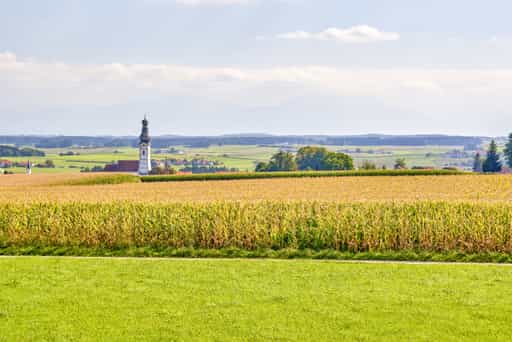 Blick in den Ort, Aussichtsturm, Traunstein, Oberbayern