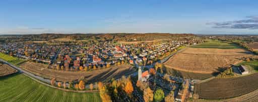 Luftbild Ortsansicht Pano Winhöring, Altötting, Oberbayern