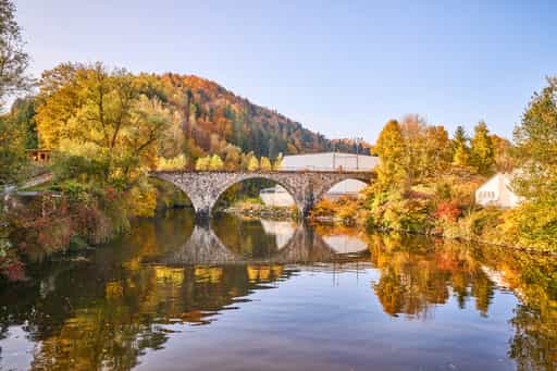 Historische alte Bahnbrücke Erlau, Passau, Niederbayern