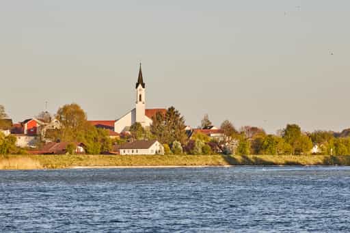 Blick über den Inn bei Dornitzen, Marktl am Inn, Oberbayern