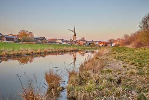 Landschaft Teich Ort, Rogglfing, Rottal-Inn, Niederbayern