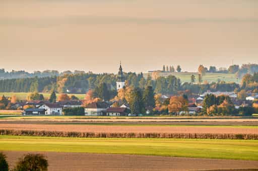Rainbichl Aussicht nach Kirchweidach, Altötting, Oberbayern