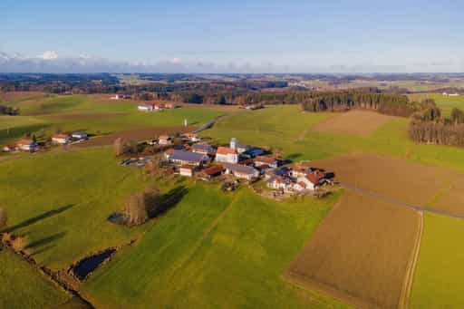 Ortsansicht Ecking, Altötting, Oberbayern, Inn-Salzach