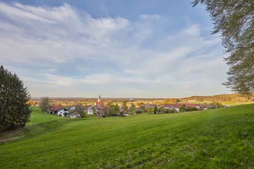 Landschaft mit Ort, Hörndlweg, Altötting, Oberbayern