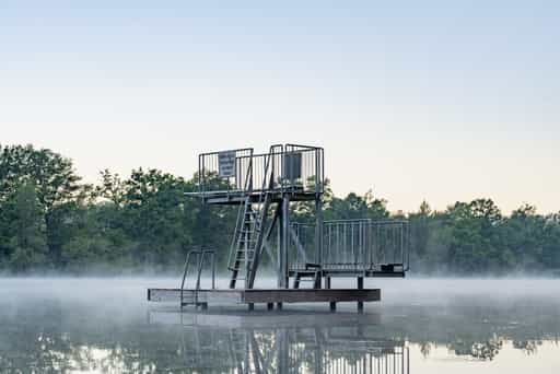 Badesee am Morgen in Marktl, Landkreis Altötting, Oberbayern