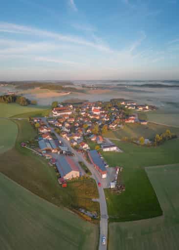 Luftbild bei Herbstanfang, Arbing, Altötting, Oberbayern