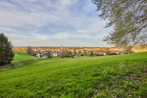 Landschaft mit Ort, Hörndlweg, Altötting, Oberbayern