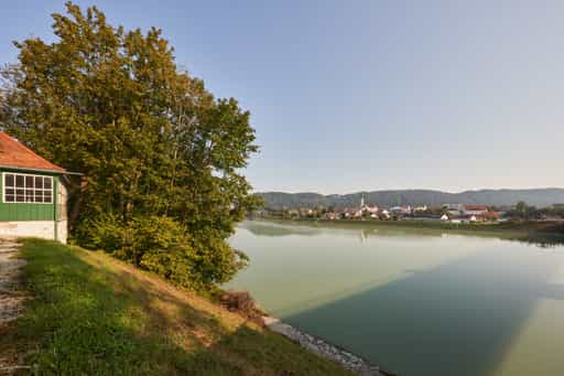 Aussicht Innbrücke, Marktl am Inn, Oberbayern, Inn-Salzach