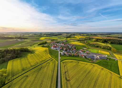 Rapsfelder Lutbild, Arbing, Reischach, Altötting, Oberbayern