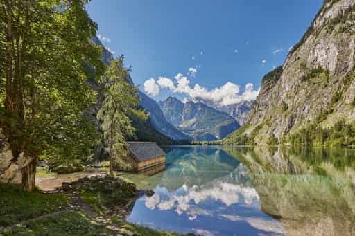 Bootshaus bei Fischunkelalm, Obersee, Berchtesgadener Land